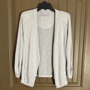 Tart Collections Knit Blazer Pockets Heather Grey Size M